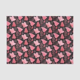 Papel De Seda Borboletas rosa e pretas