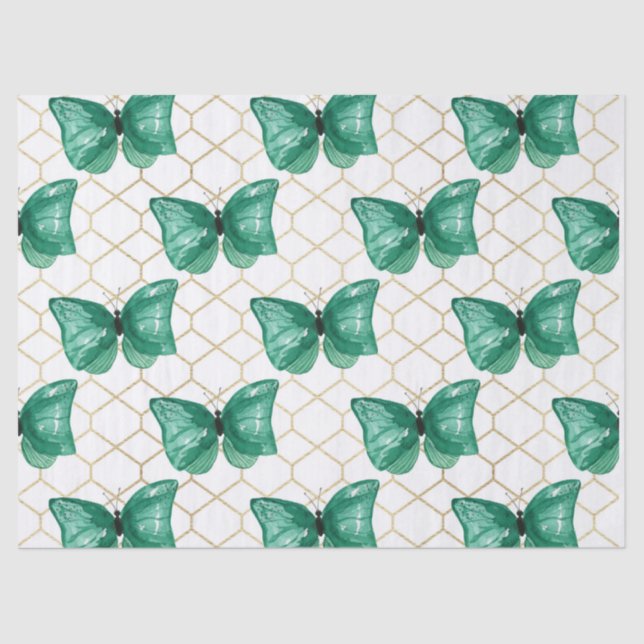 Papel De Seda Borboletas Verdes (Frente )