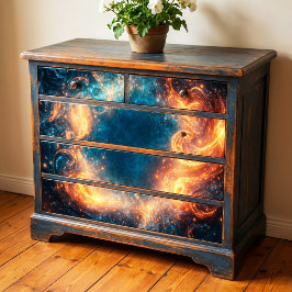 Papel De Seda Borda da Nebulosa Celestial Golden Swirl