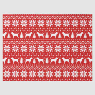 Papel De Seda Borda Terrier Silhouettes Padrão de Natal Vermelho
