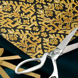 Papel De Seda Bordado Dourado do Damask - Decoupage Histórica do