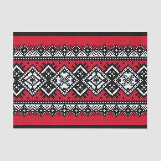 Papel De Seda Bordado vermelho (Frente )