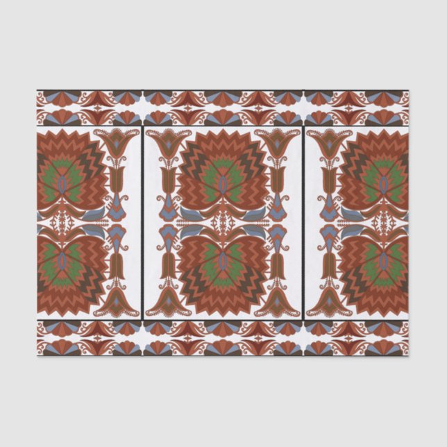 Papel De Seda Bordados estonianos de arte folclórica (Frente )