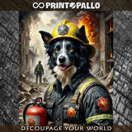 Papel De Seda Border Collie atuando como Bombeiro -