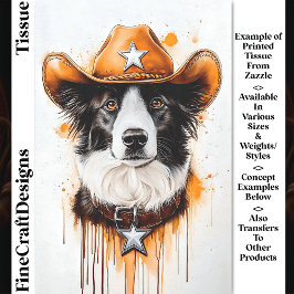 Papel De Seda Border Collie Cowboy Xerife Cachorro DP4 Decoupage