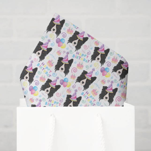 Papel De Seda Border Collie Tissue Paper  (Sacola de presentes)