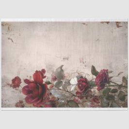 Papel De Seda Borgonha e beige, Rosa Floral, Chique