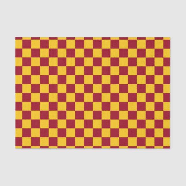 Papel De Seda Borgonha e ouro Checkered (Frente )