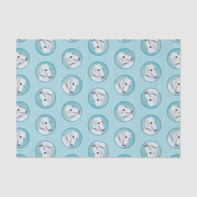 Papel De Seda Borzoi White Painting Russo Wolfhound Art (Frente )