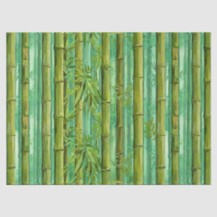 Papel De Seda Bosque de Bambu Matizes de Verdes Quentes e Frios