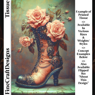 Papel De Seda Bota Steampunk para Senhoras & Rosas Rosa DF8LF De