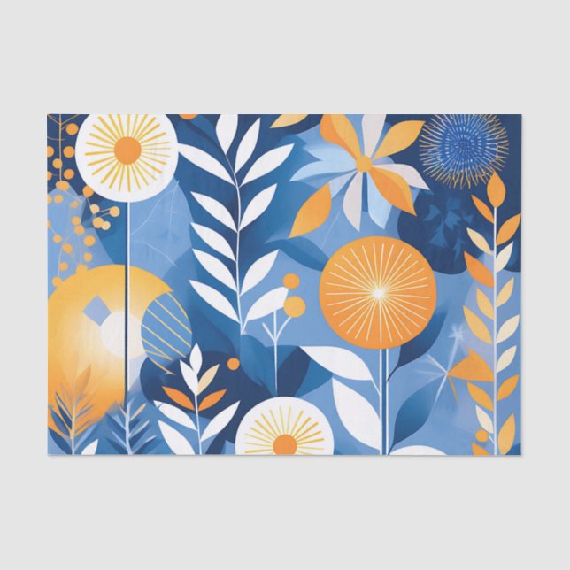 Papel De Seda Botânica Abstrato de Verão (Frente )