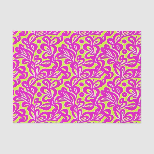 Papel De Seda Botânica Brilhante, Rosa e Amarelo (Frente )