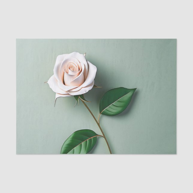 Papel De Seda Botânica de Rosa Branca Elegante (Frente )