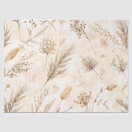 Papel De Seda Botânica Flor Seca Bege
