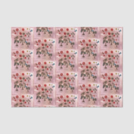 Papel De Seda Botânica Floral Rosa