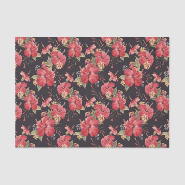 Papel De Seda Botânica Watercolor Hibiscus e Lantana (Frente )