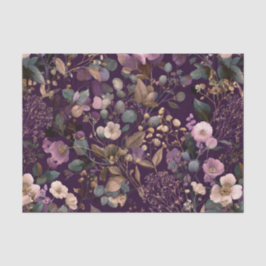 Papel De Seda Botânico Floral Boho Ousado Roxo Rústico