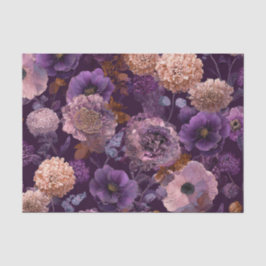 Papel De Seda Botânico Floral Boho Ousado Roxo Rústico