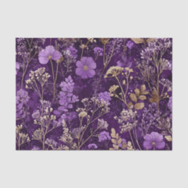 Papel De Seda Botânico Floral Boho Ousado Roxo Rústico