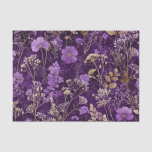 Papel De Seda Botânico Floral Boho Ousado Roxo Rústico