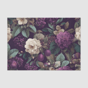 Papel De Seda Botânico Roxo Rústico Floral Boho Ousado Vintage