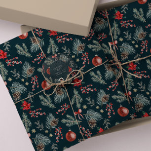 Papel De Seda Botânicos de Inverno Laço Coquette   Natal