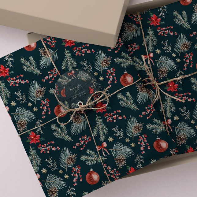 Papel De Seda Botânicos de Inverno Laço Coquette | Natal (Criador carregado)