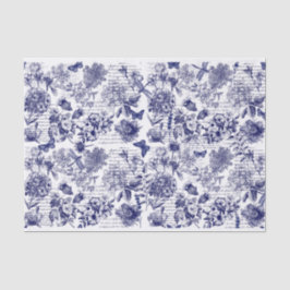 Papel De Seda Botânicos em azul com decoupage de script