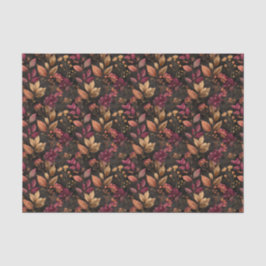 Papel De Seda Botânicos Florais Aquarela Preto Dourado Borgonha