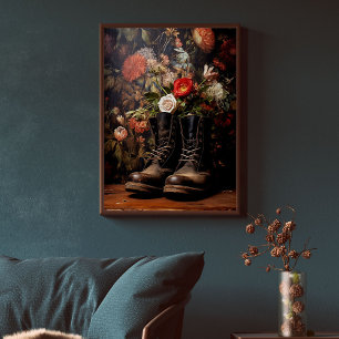 Papel De Seda Botas de Cowboy com Textura Floral Vintage Decoupa