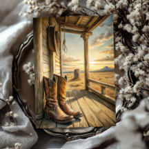 Botas de cowboy da Watercolor vintage prairie, Oes