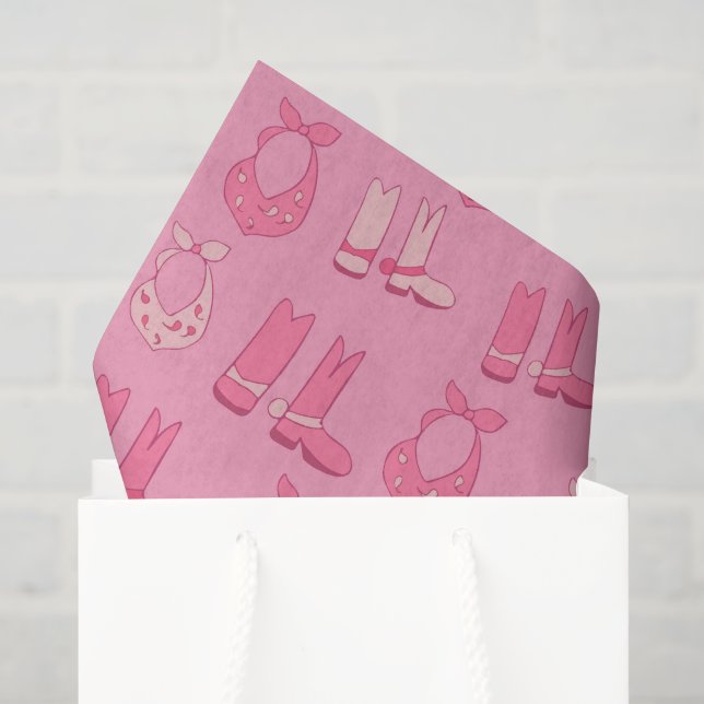 Papel De Seda Botas de Cowboy de Tecido Rosa Desanimado Bandanas (Sacola de presentes)