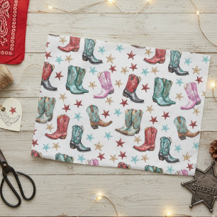 Papel De Seda Botas de Cowboy ocidentais