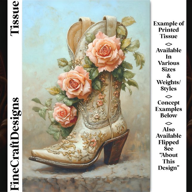 Papel De Seda Botas de Moda de Cowgirl Ocidental Rosas Decoupage (Criador carregado)