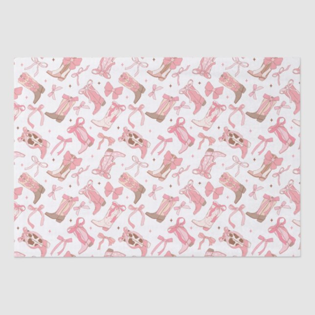 Papel De Seda Botas Rosa Western com Laços para Chá de Noiva (Frente )