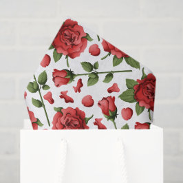 Papel De Seda Botões de Rosa Vermelha Romântica & Pétalas com Fo
