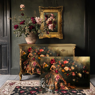 Papel De Seda Bouffant Brocado Elegante Senhora Vintage Floral