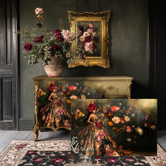 Papel De Seda Bouffant Brocado Elegante Senhora Vintage Floral