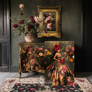 Papel De Seda Bouffant Temperamental Brocado Senhora Elegante &