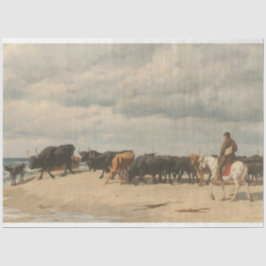 Papel De Seda Bovinos ao lado do mar (por Eugène Burnand)