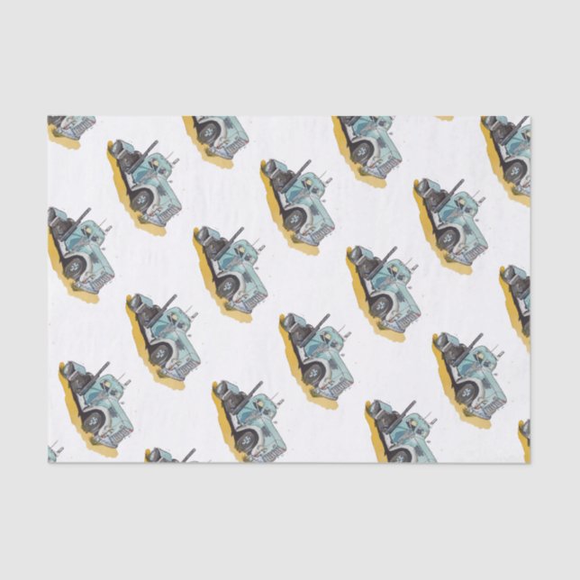 Papel De Seda Boys Birthday Party Blue Semi Truck (Frente )