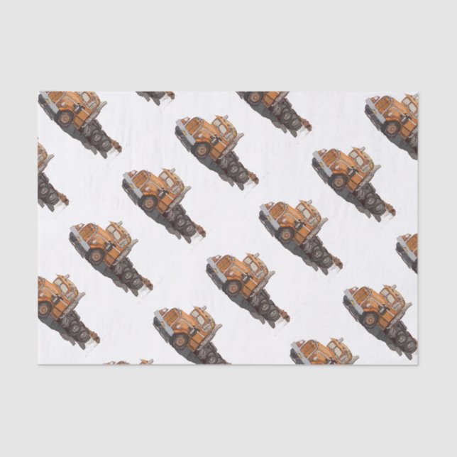 Papel De Seda Boys Birthday Party Orange Semi Truck (Frente )