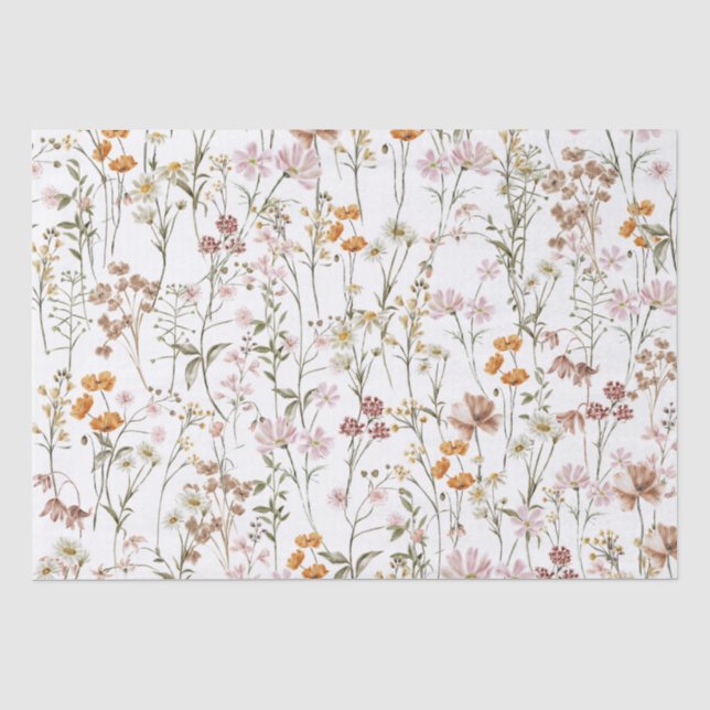 Papel De Seda Branca de Jardim Bloqueio de Flores Selvagens (Frente )