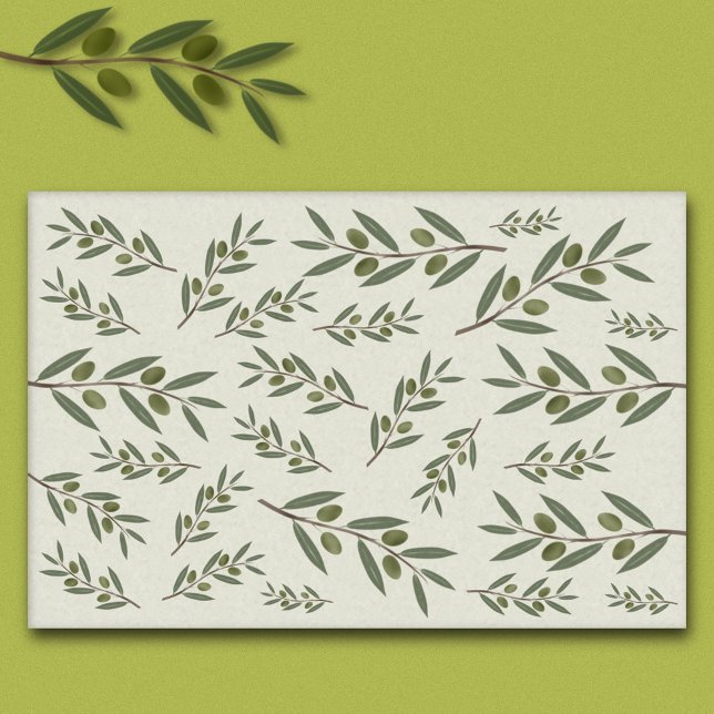 Papel De Seda Branch de Oliveiras de Aquarela (Watercolor Olive Branch Tissue Paper)
