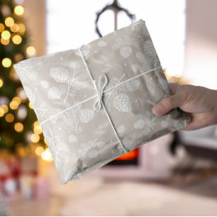 Papel De Seda Branch do pinheiro de inverno em branco e no Natal
