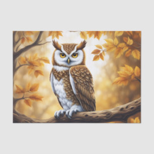 Papel De Seda Branch Owl Brown e White Bird