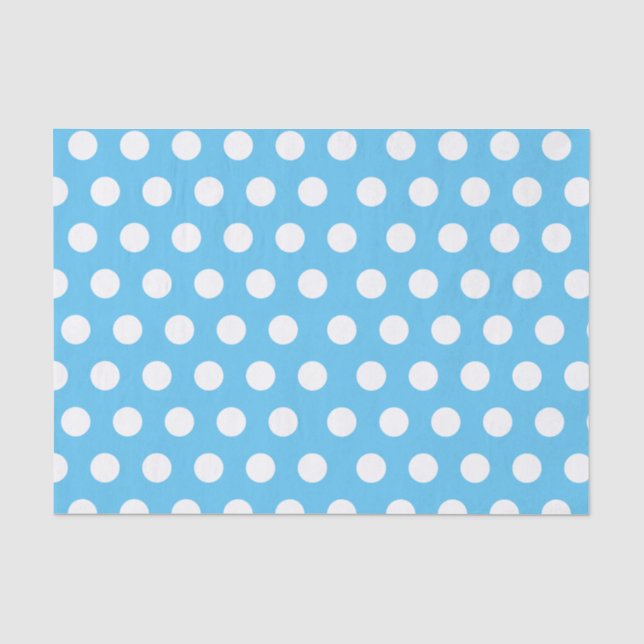 Papel De Seda Branco & Azul Grande Médio Bolinhas Festa (Frente )