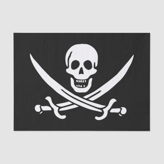 Papel De Seda Branco, Bandeira Pirata, Calico Jack, Caveira e Cu (Frente )