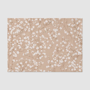 Papel De Seda Branco Bege Ditsy Pastel Boho 70s Vintage Floral
